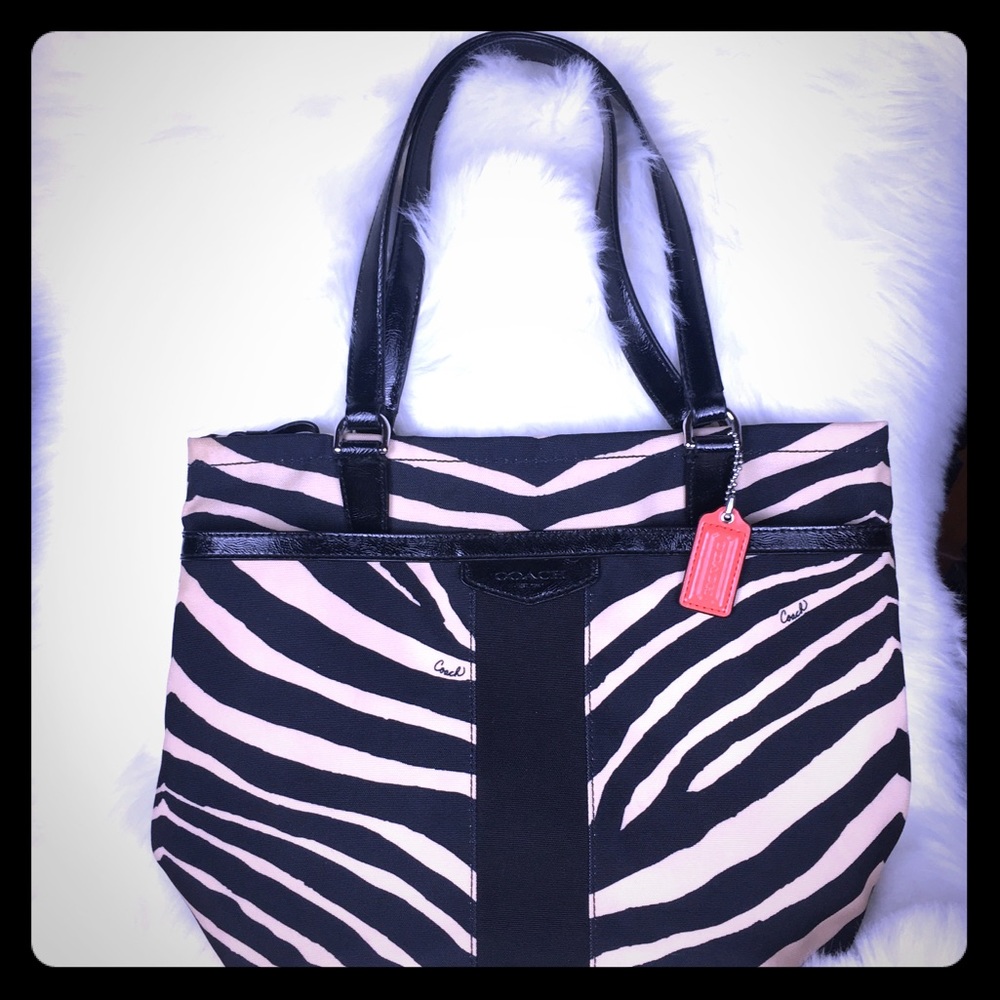 *Sold* Coach Signature Zebra Tote Bag